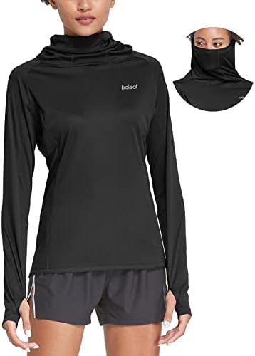 טיולי נשים בלוחיות חולצות שרוול ארוך עם כיסוי פנים צוואר גייטר UPF 50+ קל משקל מהיר SPF SPF דיג ריצה HODDIE