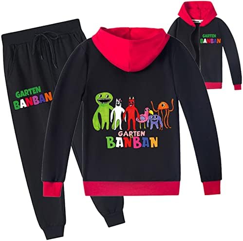 Jotolan Unisex Kids 2 חלקים תלבושות-תלבושות-גרוטן של קפוצ'ון רוכסן בנבאן עם מכנסיים ארוכים-מזדמנים.