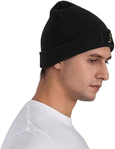 כפה לגברים נשים רפוי לסרוג כפת כובע חורף כובע גולגולת כובע שחור