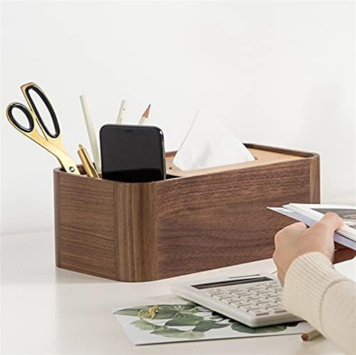 עץ עט מחזיק - משרד מכתבים מארגן שולחן כולל 3 תאים, עט כוס עם שלט רחוק תיבת אחסון