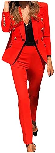 סקסי 2 חתיכה תלבושות עבור נשים ארוך שרוול מוצק בלייזר עם מכנסיים מקרית אלגנטי עסקי חליפת סטים