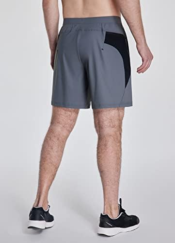 מכנסי אימון בגודל 7 אינץ 'בגברים בגברים מהיר מכנסיים קצרים יבש מהיר כושר הכשרה עם כיס רוכסן