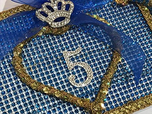 יום הולדת 5 נסיכה נושא מלכותי ספר אורחים חתימה זהב וכחול