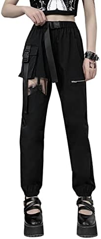 מכנסי טרניעה של מכנסי טרנינג גותיים של מכנסי טרנינג גותיים של TSMNZMU סגנון קוריאני מכנסיים שחורים מכנסיים