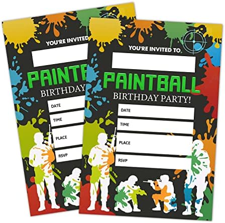 כרטיסי הזמנה ליום הולדת של Suixo Paintball, הזמנת מסיבת יום הולדת של כדור צבע, ציוד חגיגת מסיבות פיינטבול לבנים ובנות,