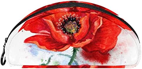 תיקי קוסמטיקה של Tbouobt תיקי איפור לנשים, שקיות טיול איפור קטנות, ציור פרחי פרג אדום