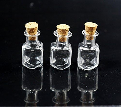 Chengyida 3-חבילות בקבוקי זכוכית מיני, תליון זכוכית, בקבוקונים בקבוקי זכוכית צלולים עם פקקים, בקבוק זכוכית מיניאטורה, תליון
