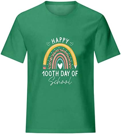 שמח 100 ימים קשת מורים 100 יום של בית הספר בנים בנות חולצות 2023 קיץ קצר שרוול טוניקות יוצא למעלה