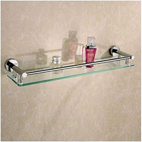 מדף זכוכית אמבטיה של Zhanmam עם מוט מגבות למטבח אמבטיה מלבן מלבן אביזרי מקלחת 60 סמ/24 אינץ 'אנטי-רוסט קל להתקנה