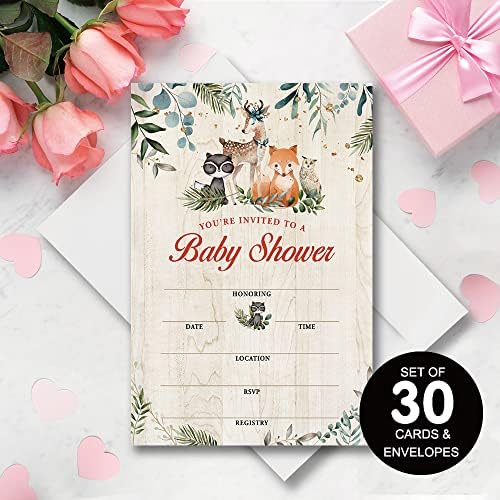 חיות יער של Haizct הזמנה למקלחת כלות עם מעטפות למקלחות כלה מקלחות תינוקות ימי הולדת סיום לידה מסיבות ארוחת ערב