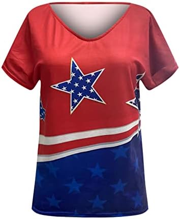 דפסת כוכב אמריקאית טוניקה דקה טוניקה לילדות נוער שרוול קצר צמרות בראנץ 'חולצות חולצות חולצות נשים 2023 מג