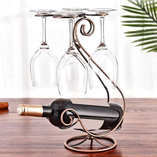 שולחן שולחן יין ומחזיק כלי גזע - מחזיק 1 בקבוק ו -4 כוסות - מתלה תצוגת זכוכית יין בודדת
