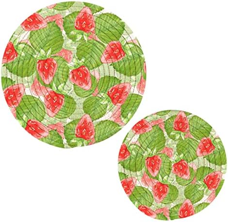 תות אדום של אלזה עם עלים ירוקים מוטות משוטטים קבעו מחזיקי סיר חמים כותנה קובעים חופי בית חווה, רפידות חמות, מחצלות