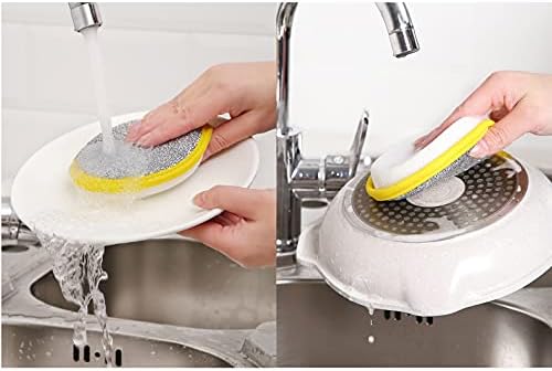 ספוג שטיפת כלים דו צדדית עמידה, כרית ספוג לשימוש חוזר.