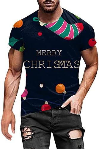 חולצות חג מולד של Wybaxz לגברים גברים סתיו חורף שרוול מזדמן שרוול קצר חג המולד 3D מודפסות חולצות אופנה חולצה