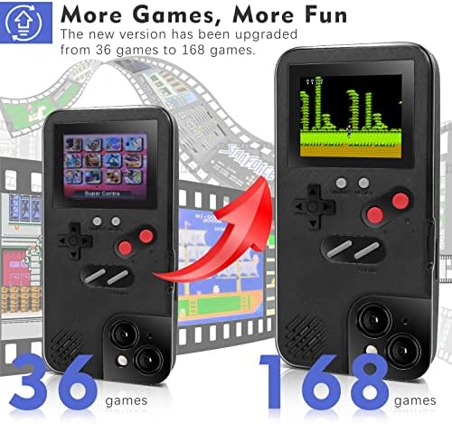מארז Chu9 Gameboy לאייפון 6/6S/7/8/SE 2020, כיסוי טלפון קונסולת משחק עם 168 משחקים מובנים, הגן על הטלפון שלך ומשחק משחקי
