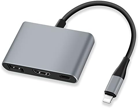 Avedio קישורים מתאם HDMI לאייפון, 3 במתאם מצלמת USB תאורה 1, מתאם OTG נשי כפול USB עם מיקרופון לזרם חי, iphoen למתאם HDMI