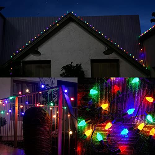 אורות חג המולד של Maindeco C9, אורות מיתרי תות אטומים למים 25ft עם 25 נורות LED, מיתר אורות הניתן להרחבה לחיבור