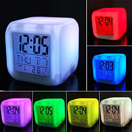 7 ColoralArm Clock Led Led שעון דיגיטלי החלפת לילה אור זוהר שעון שולחן ילדים נואש לילדים מתנה מקרוב גרפי של כתום טאבי
