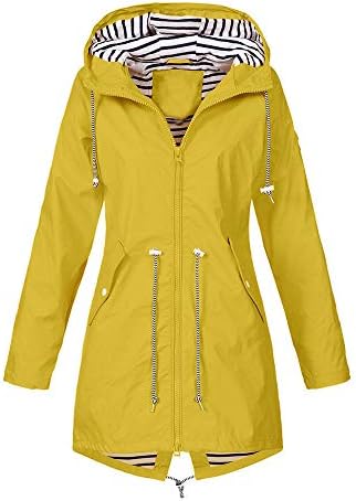 מעילי Uofoco לנשים ז'קט גשם מוצק חיצוני בתוספת מעילים עמיד למים עם מעיל גשם אטום למים אטום רוח