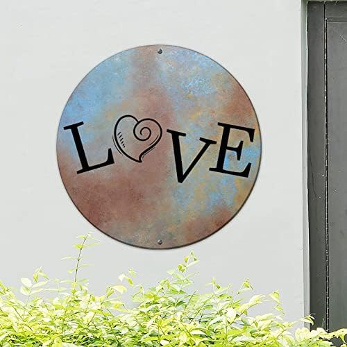 Cowkisssign עגול שלט מתכת אהבה וינטג 'שלט מתכת קיר אמנות ציטוטים מוטיבציוניים שלט מרפסת רחוב כריסטיאן למרפסת קדמית חדר שינה