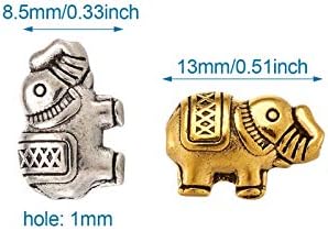 60 יחידות טיבטי מתכת מזל פיל מרווח קסם חרוזים עתיק זהב כסף מפורט מגולף בעלי החיים חרוזים 8. 5 * 13 ממ עבור