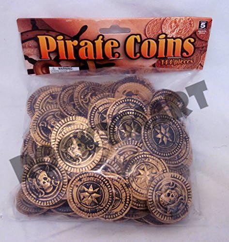 שקית מטבעות פיראט זהב מפלסטיק של גולגולת ועצמות פיראטים 144 קראט רמ2066, ז14א6ג4ר-גה 4-טו6ו270273