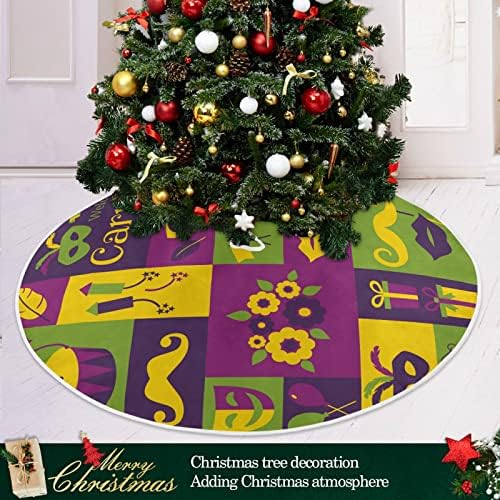 רטרו מרדי גרא קרנבל עץ חג המולד חצאית 36 אינץ 'תפאורה ביתית לחצאית עץ חג המולד מחצלת קישוטים לחג המולד קישוטים עץ
