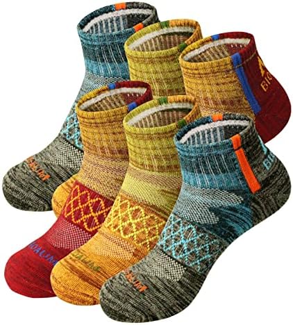 גרביים אתלטיים של ביו -אום גודל 10-13 - 6 זוגות גרבי רבע כותנה לריצה, אימון, עבודה