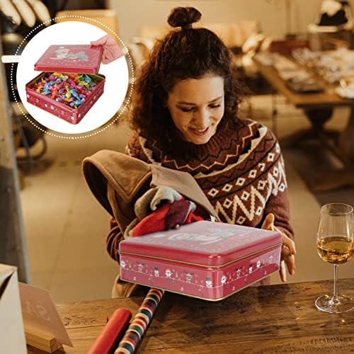 קופסא סנטה מספקת קינוח מזון עוגיית קינוח פח מרובע חג המולד ממתקים ממתקים חג קלאוס יכול לדפוס מיכלי מתכת אדומים