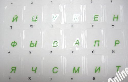 רוסית מקלדת מדבקות שקוף רקע ירוק אותיות עבור מחשב מחשב נייד מקלדות