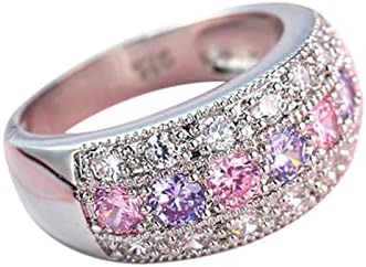 נשים בציר יפה יהלומי כסף אירוסין נישואים טבעת טבעות חבילות
