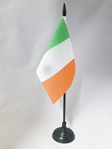 דגל AZ דגל אירלנד דגל שולחן 4 '' x 6 '' - דגל שולחן אירי 15 x 10 סמ - מקל פלסטיק שחור ובסיס