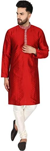 Skavij's Art's Art Silk Kurta Pajama חליפה הודית חליפה מסורתית