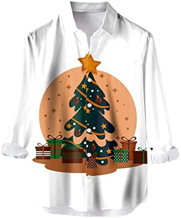 גברים שרוול ארוך מזדמן סתיו חורף חג המולד 3D חולצות מודפסות אופנה חולצות חולצות עליונות