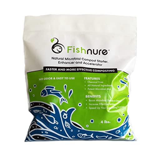 Fishnure 4 פאונד מתנע קומפוסט טבעי, משפר ומאיץ - תיק 1 ל 1000 קילוגרם קומפוסט עם תערובת חיידקים קניינית עבור קומפוסט יעיל,