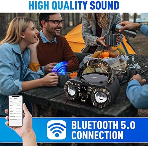 נגן תקליטור נייד רמקול Bluetooth Boombox - AM/FM סטריאו רדיו ואודיו צליל, תומך ב- CD -R -RW/MP3/WMA, USB, AUX, אוזניות,
