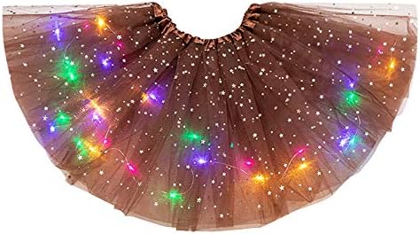 נשים הוביל אורות 3 שכבה של כוכבים מיני חצאית רשת נפוחה חצאית בלרינה חצאיות בית ספר ילדה קצר ריקוד חצאיות לנשים