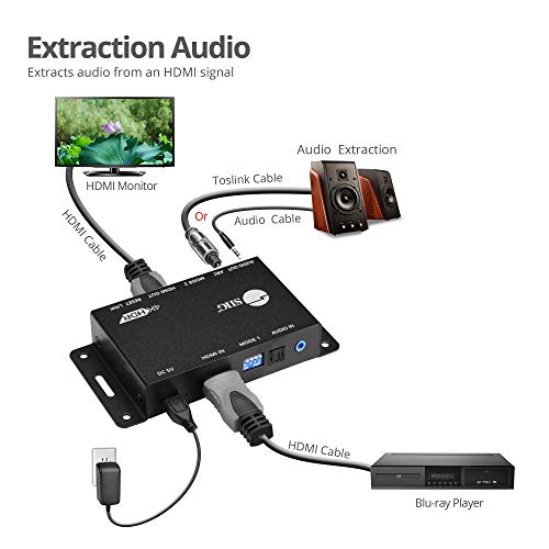 SIIG 4K 60Hz HDMI Audio Extractor and Ambedder YUV 4: 4: 4 8 ביטים 18 ג'יגה -ביט לשנייה, HDMI 2.0, HDCP 2.2 HDR, תומך