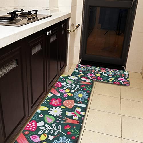 מחצלות מטבח לעיצוב פטריות סט של 2 שטיח שטיח שטיח פרחים חמודים פטריות שטיח שטיחים אנטי עייפות שטיחים עמידים