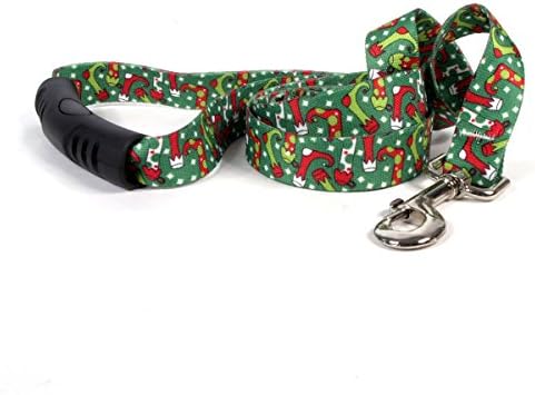 צהוב כלב עיצוב חג המולד גרבי אז - גריפ כלב רצועה עם נוחות ידית, קטן / בינוני