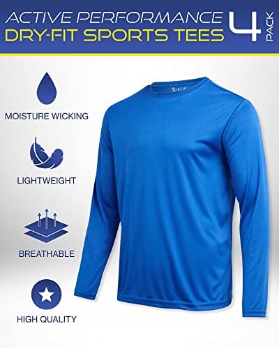 חולצת טריקו אתלטית של Ixtreme גברים-4 חבילות ביצועים פעילים טי יבש טי ספורט