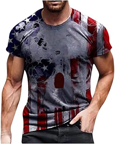 חולצות טריקו לגברים שרוולים קצרים בקיץ צמרות מזדמנים מככבים והדפס פס חולצה טייז רופפת חולצה ליום העצמאות