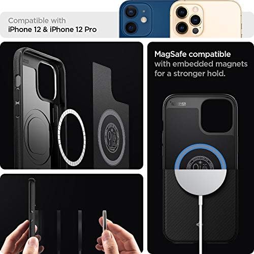 SPIGEN עבור iPhone 12 Pro Case, Mag Armor Case לאייפון 12 ו- 12 Pro - Matte Black