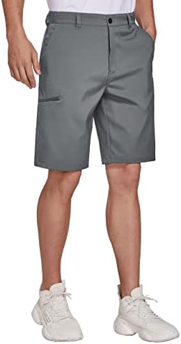 פולי גברים של גולף היברידי שמלת מכנסיים קצרים מקרית צ ' ינו למתוח שטוח קדמי קל משקל מהיר יבש עם כיסים