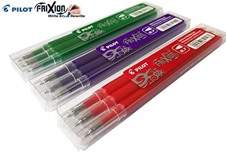 טייס פריקסיון מחיק עטים מילוי, 9 מילוי צרור ירוק, אדום, סגול או סגול ג 'ל דיו בסדר נק' 0.7 מ מ, מגוון צבעים