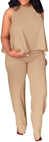 סרבלים שלג נשים נשים קיץ גופייה מזדמנת ומכנסיים מגדירים צבע אחיד עם שני חלקים סט דו חלקים חליפה בוהמית