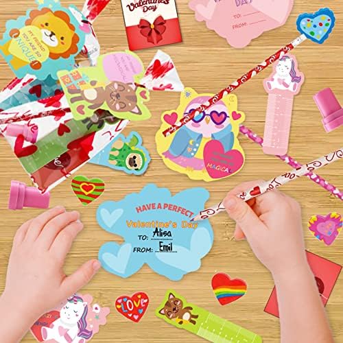 חג האהבה מתנות לילדים בכיתה 30 חבילה המפלגה טובות לילדים מכתבים ולנטיין עיפרון מחק כרטיס סטמפר שליט עבור ציוד