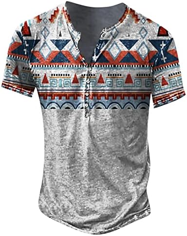 בתוספת גודל כפתור למטה חולצות מזדמנים לגברים האצטקים מערבי אתני מודפס גרפי טיז 2023 קלאסי מזדמן למתוח קיץ חולצות