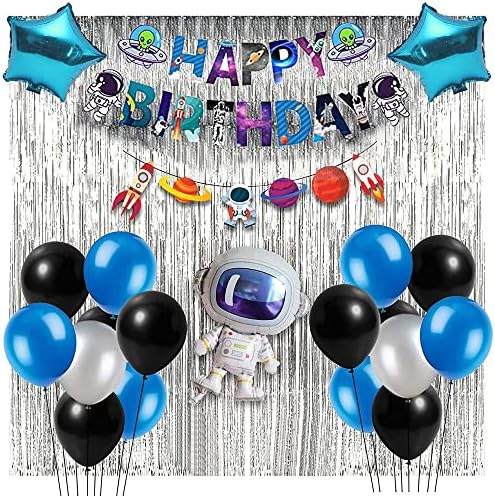 מסיבת פרופז חלל נושא יום הולדת קישוטים-49 יחידות שחור וכחול בלונים לילדים מסיבת יום הולדת / חלל נושא יום הולדת קישוטים